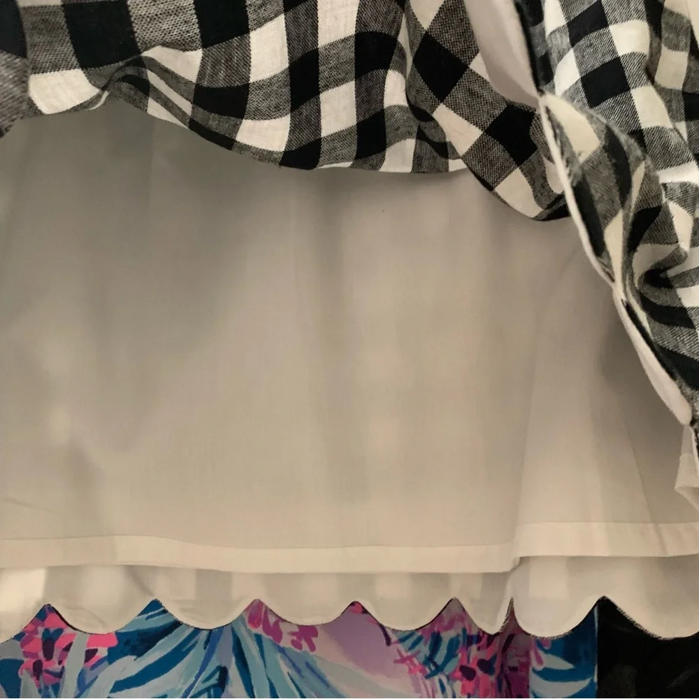 J.Crew checked scalloped hem sidewalk skirt sz 10